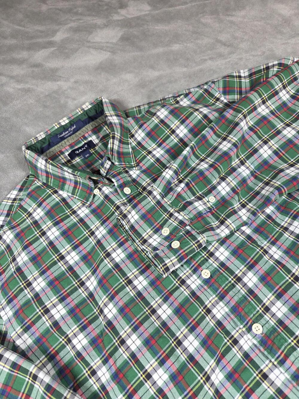 GANT Shirt Mens 2XL Green Plaid Long Sleeve Button Down Oxford Casual Fit